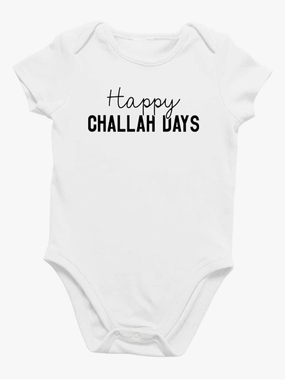 Happy Challah Days White Baby Bodysuit - Playful Holiday Tee